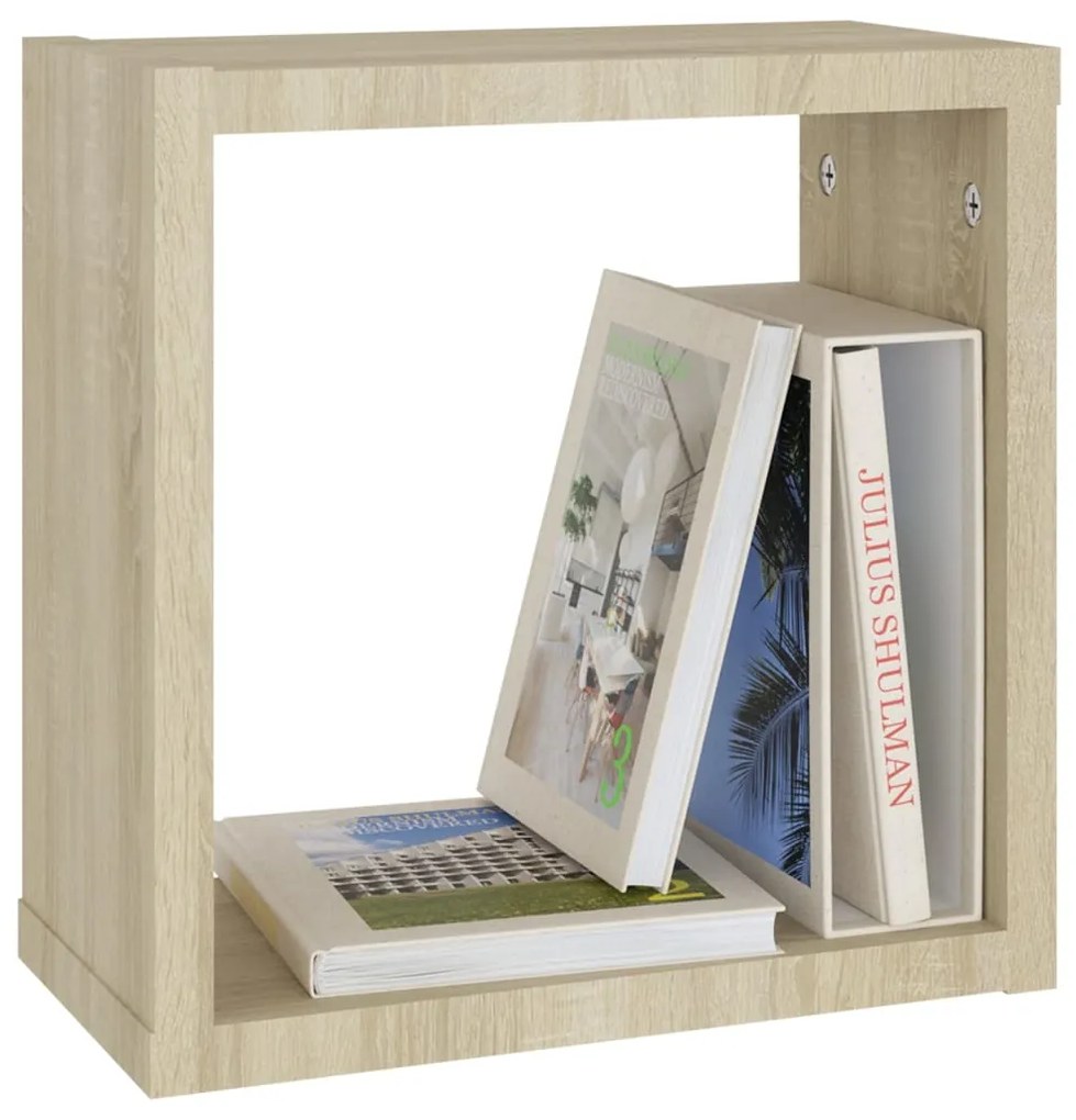 Mensole da parete a cubo 2 pz rovere sonoma 30x15x30 cm
