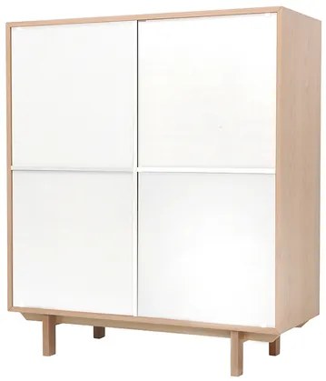 Mobiletto buffet scandinavo alto in legno Bianco 125 cm SID