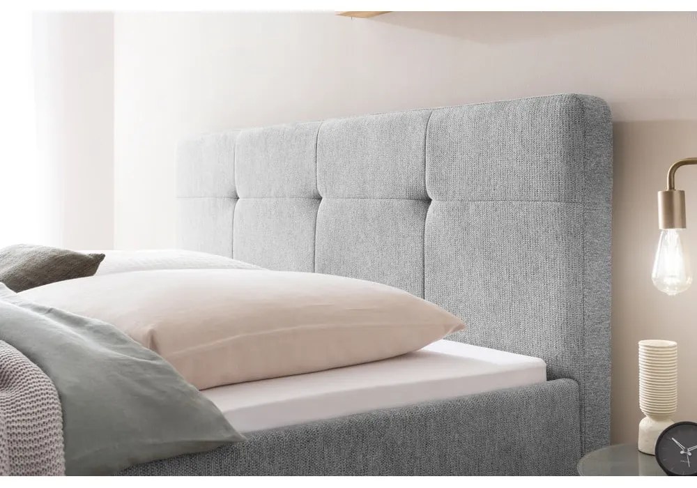 Letto matrimoniale imbottito grigio chiaro rete non inclusa 180x200 cm Smart – Meise Möbel