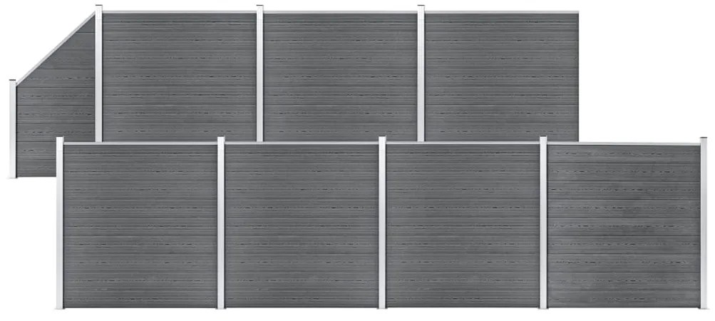 Pannelli Recinzione Wpc 7 Quadrati 1 Inclinato 1311x186cm Grigi /