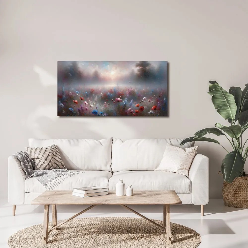 Quadro su tela – Nebbia mattutina sopra i fiori