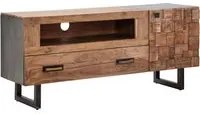 Porta Tv Mumbai 145x40x62 cm in Legno di Acacia e in Ferro Marrone e Nero