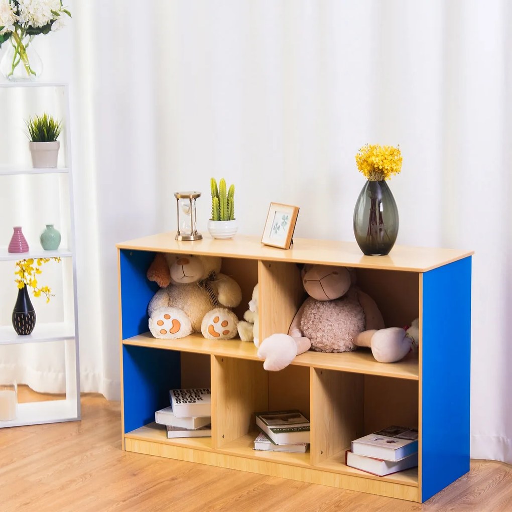 Costway Organizer di legno con 5 scompartimenti aperti, Scaffale spazioso per libri giocattoli soprammobili 120x40x76cm