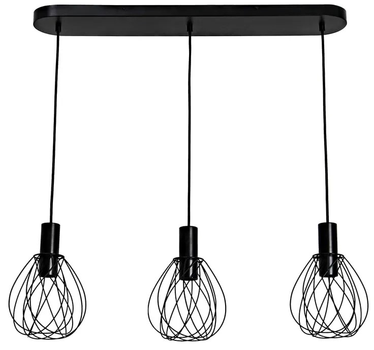 Lampadario Design Merone nero paralume nero 3x E27 Ø84cm INSPIRE
