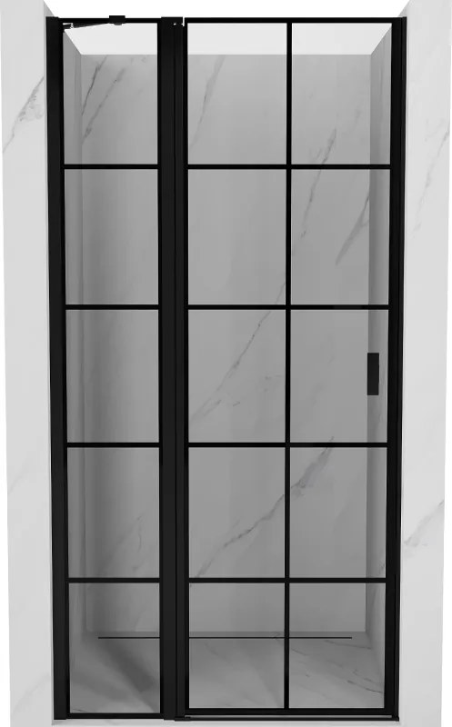 Mexen Mist porta doccia a battente sinistra 110 cm, griglia nera, nero - 8A4-110-000-70-77-L