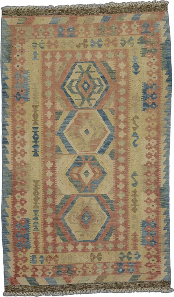 Kilim Tappeto 110 x 200 Rosa (Afghanistan) Tessuto A Mano