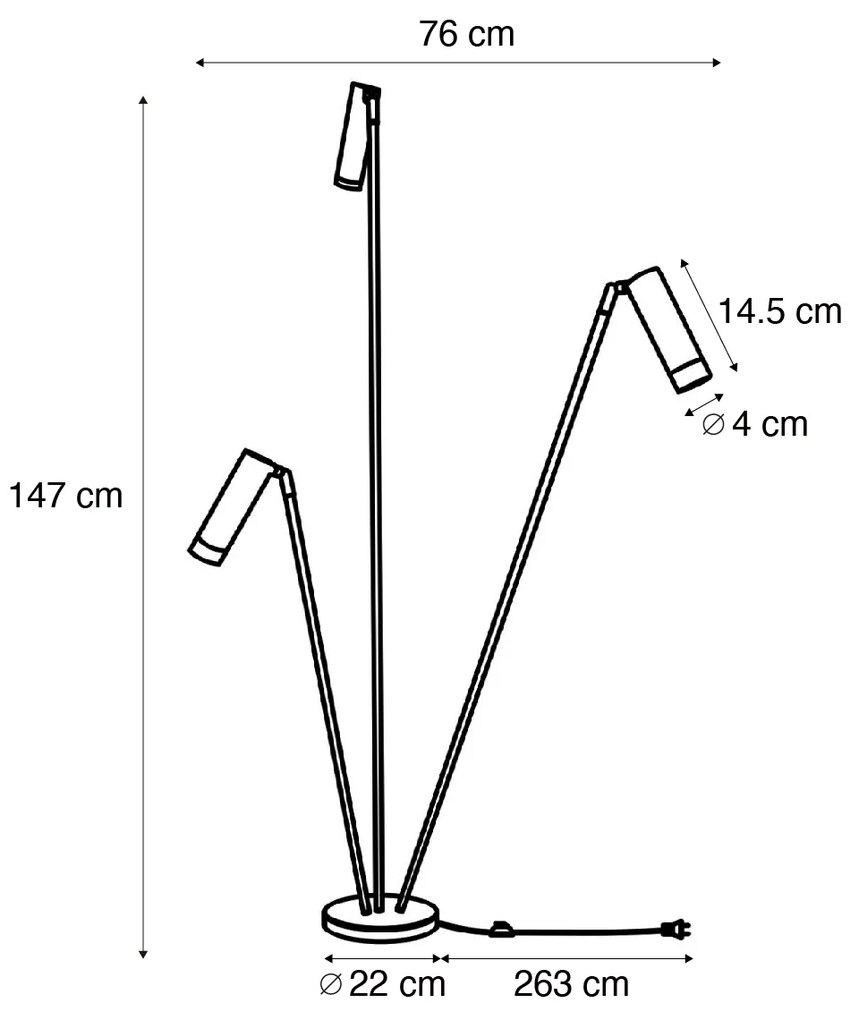 Lampada da terra moderna beige 3 luci GU10 35mm - Thomas