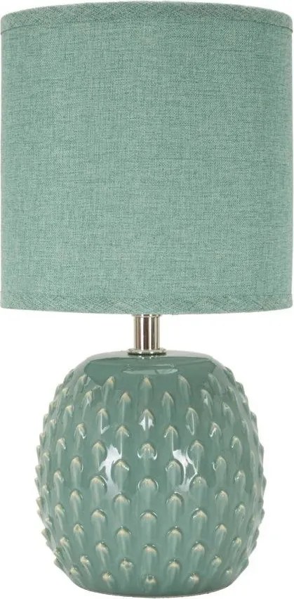 Lampada da tavolo azzurra in ceramica con paralume in tessuto (altezza totale 27 cm) Pontus – Mauro Ferretti