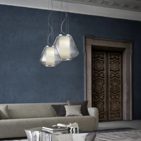 Redo 01-1140 - Lampadario a sospensione con filo FUSION 1xE27/42W/230V diametro 38 cm grigio