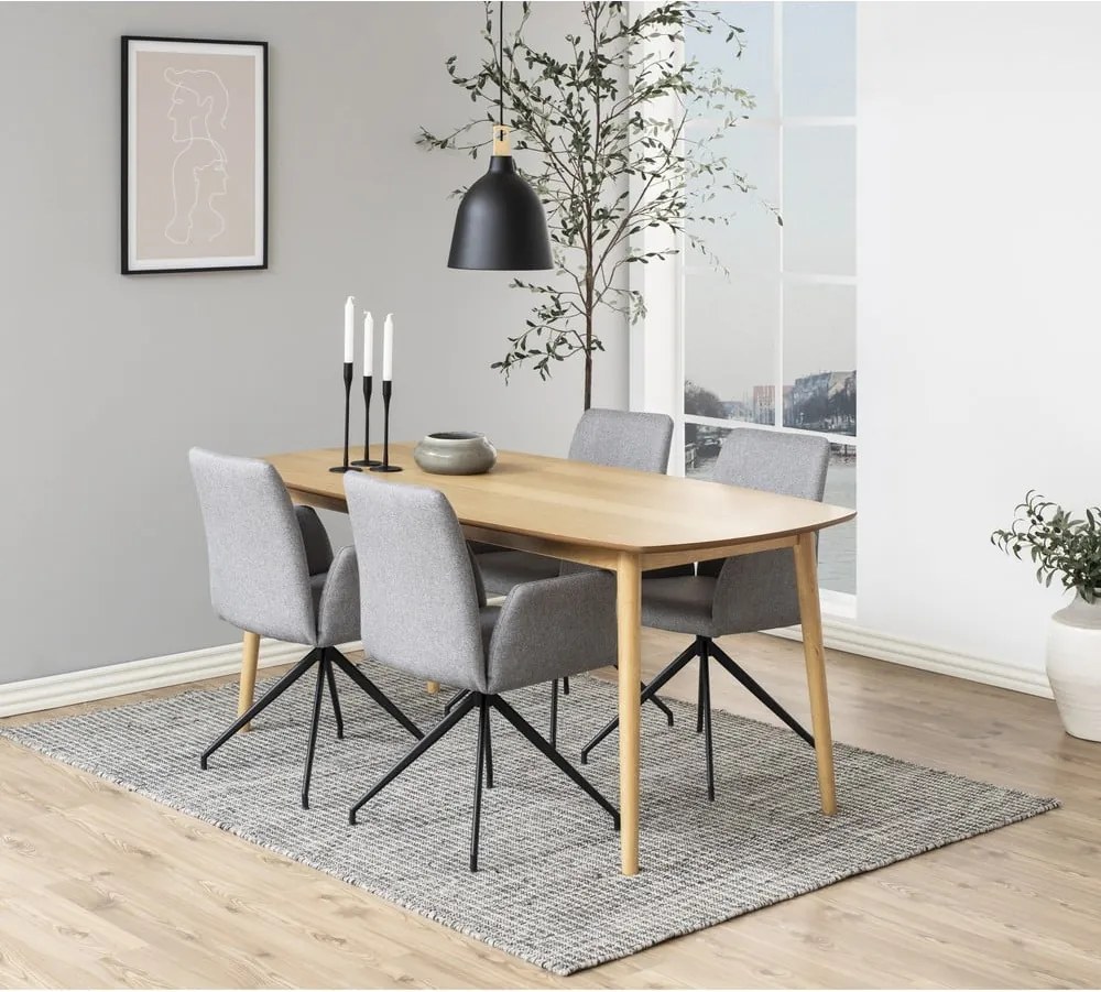 Sedia da pranzo grigia in imbottito con braccioli Naya – Actona