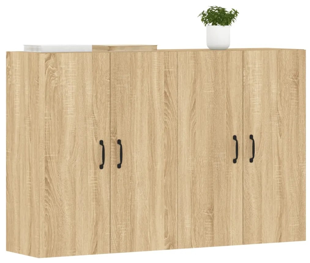 Armadietti a parete 2 pz rovere sonoma in legno multistrato