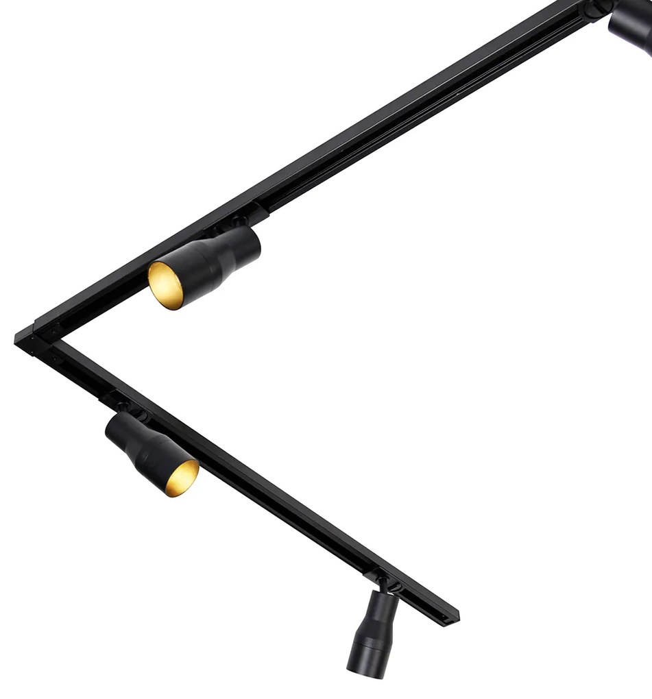Sistema di illuminazione a binario moderno con 5 faretti neri monofase - Iconic Kohua