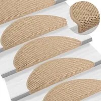 Tappeti Autoadesivi Scale Aspetto Sisal 15 pz 65x21x4 cm Sabbia 326879