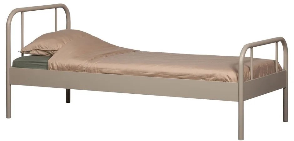 Letto singolo beige in metallo con rete inclusa 90x200 cm Mata – WOOOD