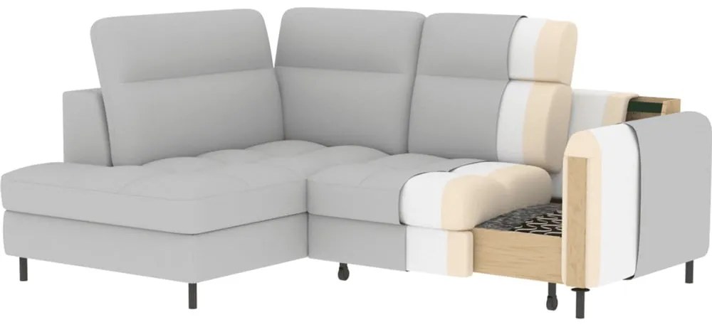 Divano angolare beige allungabile/con contenitore (con penisola a sinistra/a L) e rivestimento in velluto Barea – ELTAP