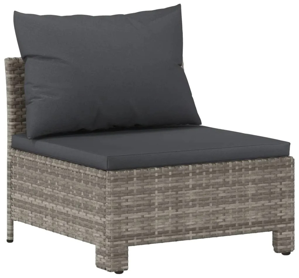 Set Divani da Giardino 7 pz con Cuscini in Polyrattan Grigio