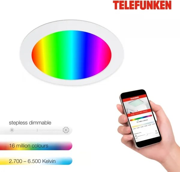 Telefunken 309406TF - Faretto da incasso LED RGBW dimmerabile FRAME LED/12W/230V bianco