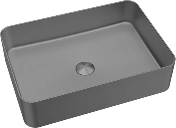 Lavabo appoggio rettangolare in acciaio finitura gun metal| KAM-L50GM - KAMALU