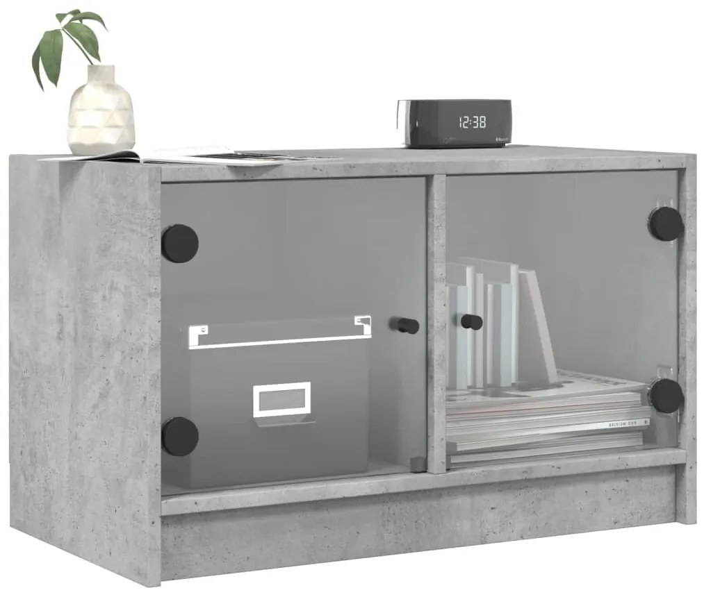 Mobile porta tv con ante in vetro grigio cemento 68x37x42 cm