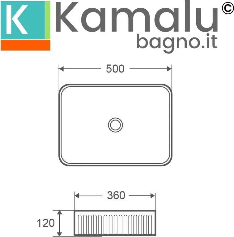 Lavabo da appoggio rettangolare 50 cm scanalato | KLS-5000R - KAMALU