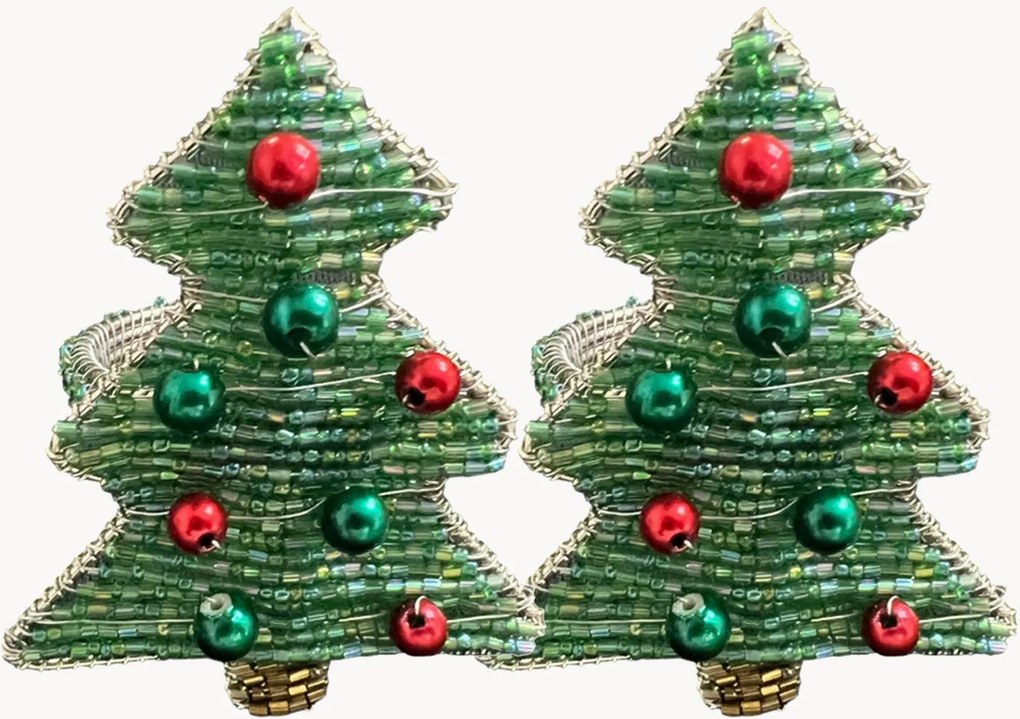 Set di 2 portatovaglioli natalizi Beaded