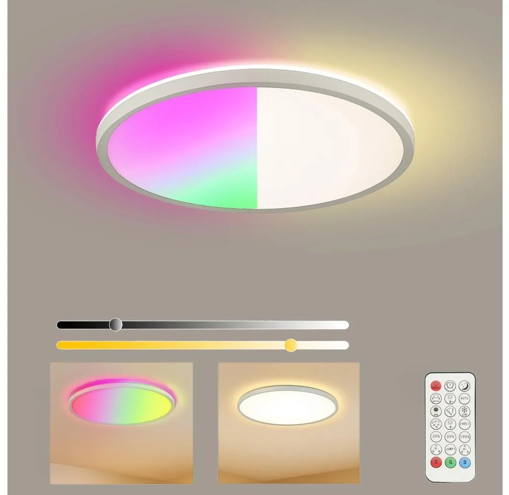Brilagi - Lampada LED RGB dimmerabile ULTRA SLIM 18W 230V Ø30 cm bianco+DO