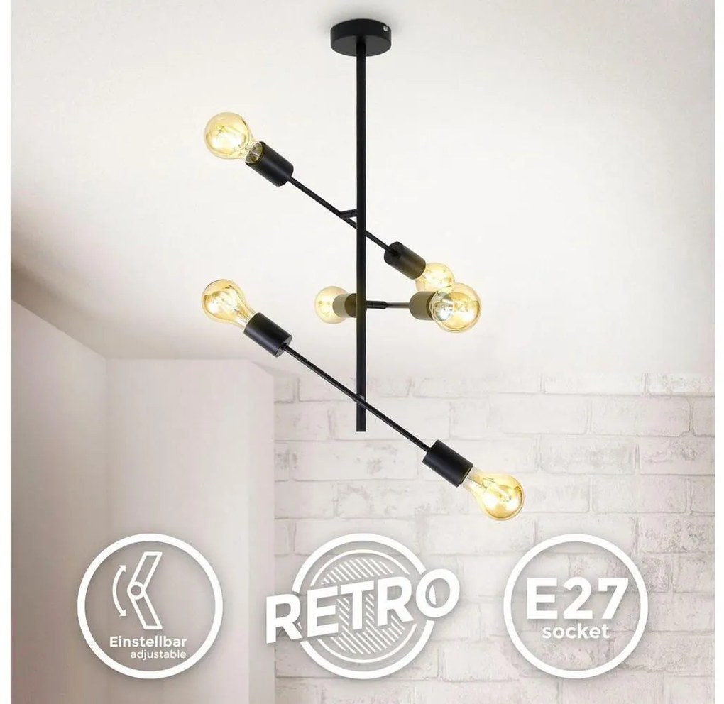 B.K. Licht 1344 - Lampadario su palo 6xE27/60W/230V