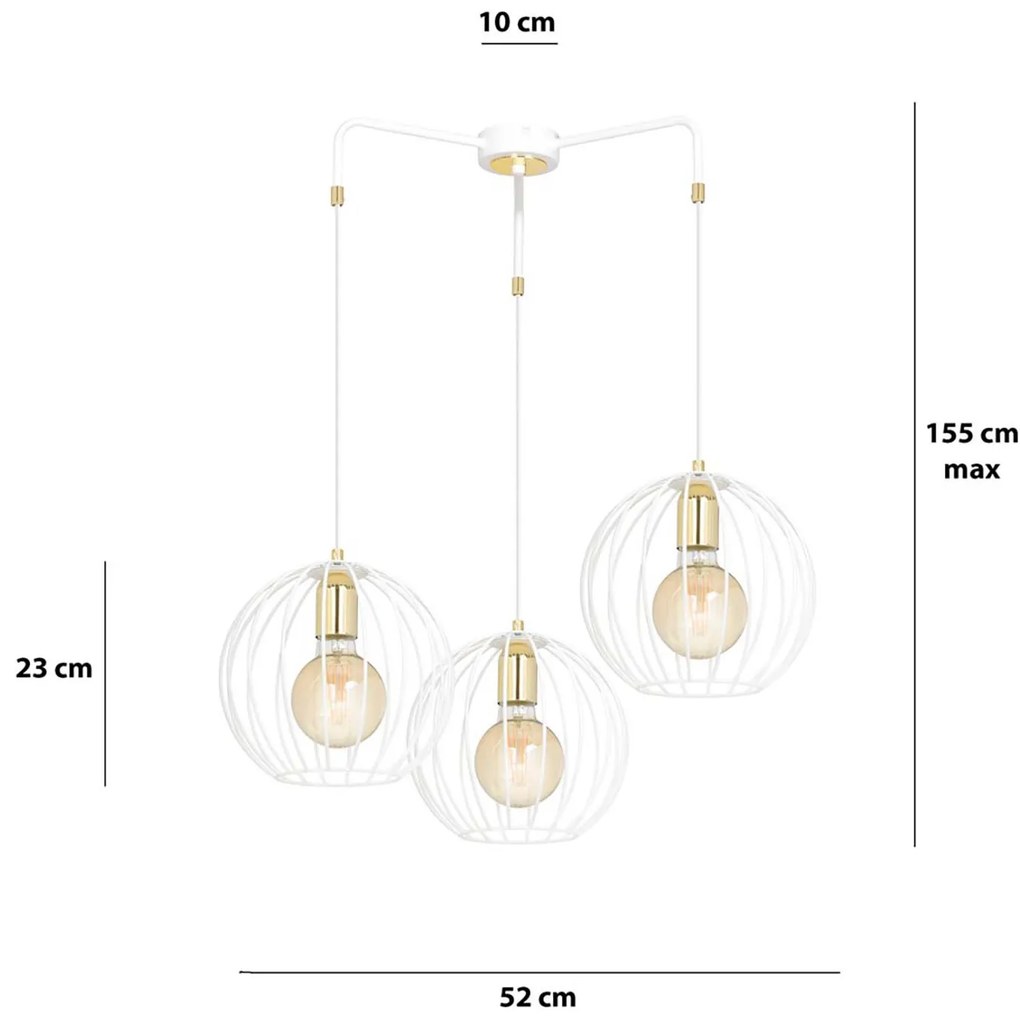 Lampadario Contemporaneo Omoikane Acciaio Bianco 3 Luci E27 Ip20
