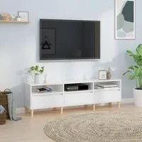 Mobile Porta TV Bianco Lucido 150x30x44,5 cm Legno Multistrato 831911