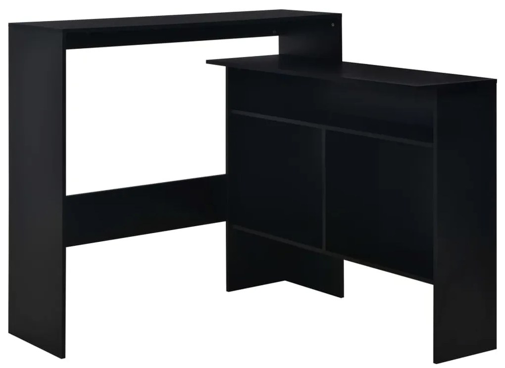 Tavolo da bar con 2 piani d&#039;appoggio nero 130x40x120 cm