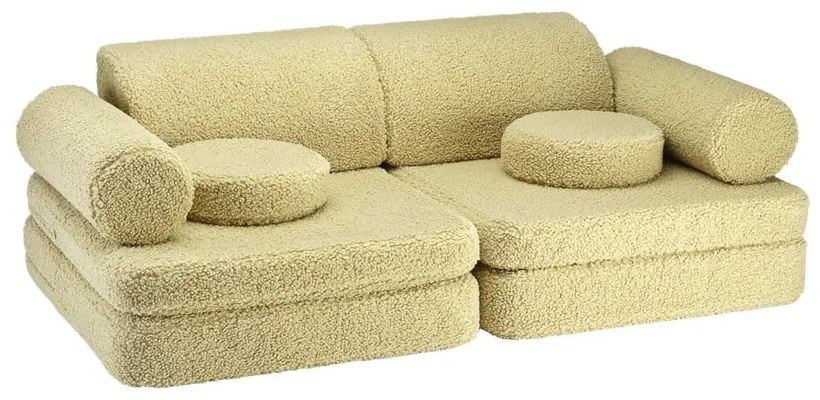 Divano per bambini verde con rivestimento in bouclé 132 cm Settee – Wigiwama