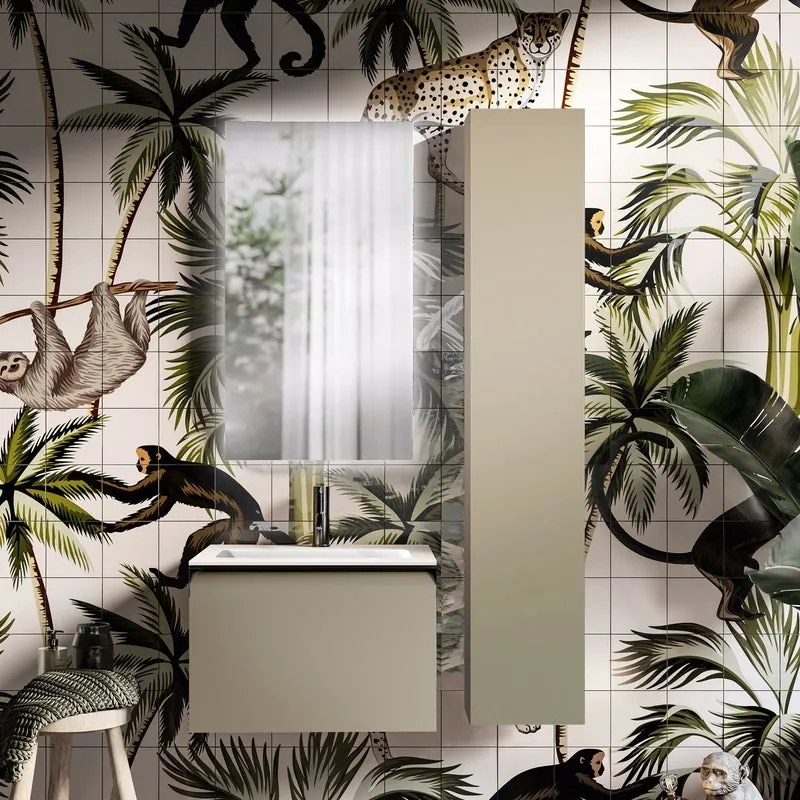 Mobile da bagno sospeso sotto lavabo Fusion L 59.5 x H 40 x P 45.5 cm marrone opaco, 1 cassetto