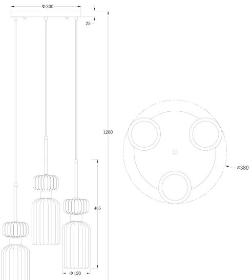 Lampadario a sospensione con filo MOLLY 3xE14/40W/230V diametro 38 cm colorato