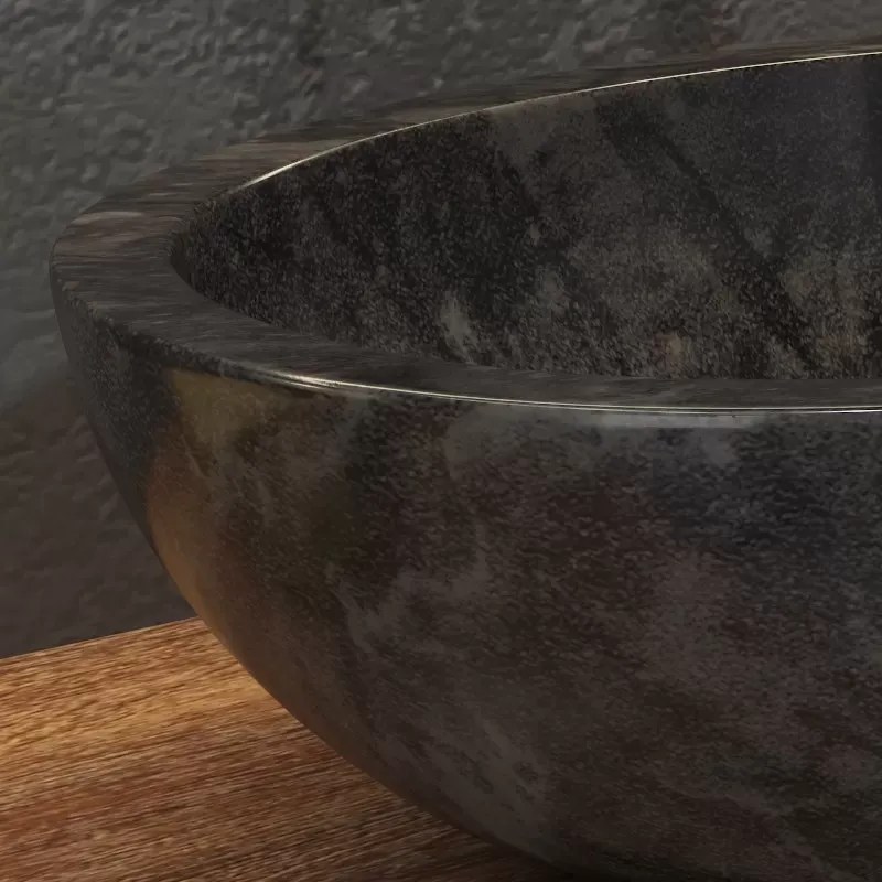 Lavabo in marmo colore nero 45cm | Litos-LEN40 - KAMALU
