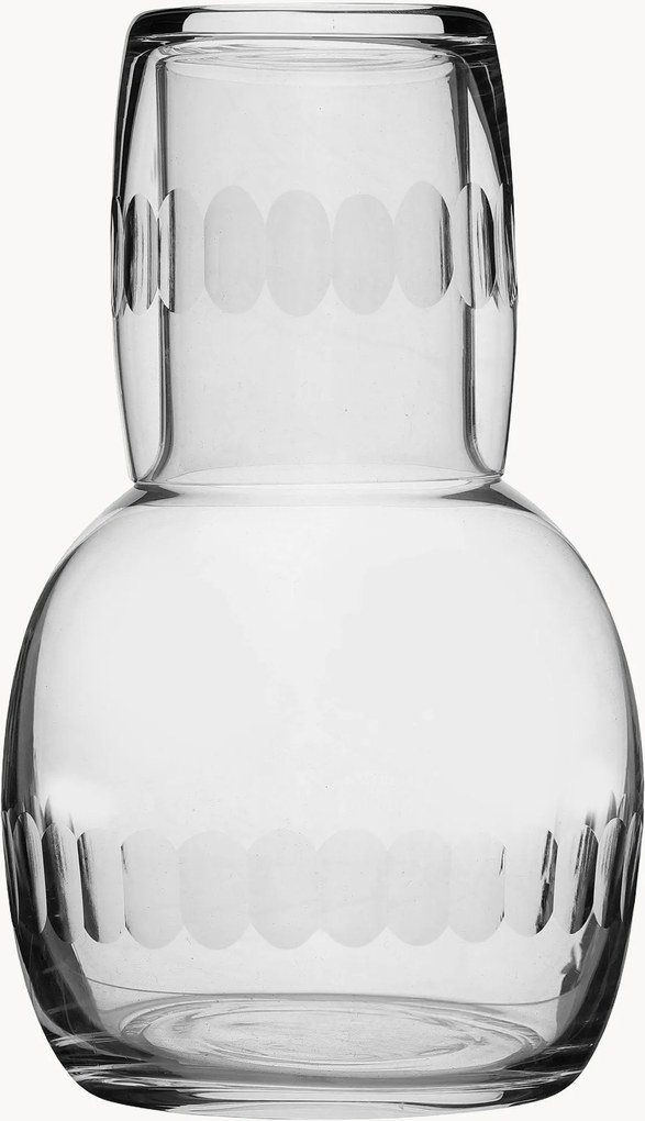 Caraffa in cristallo soffiato con bicchiere Lens