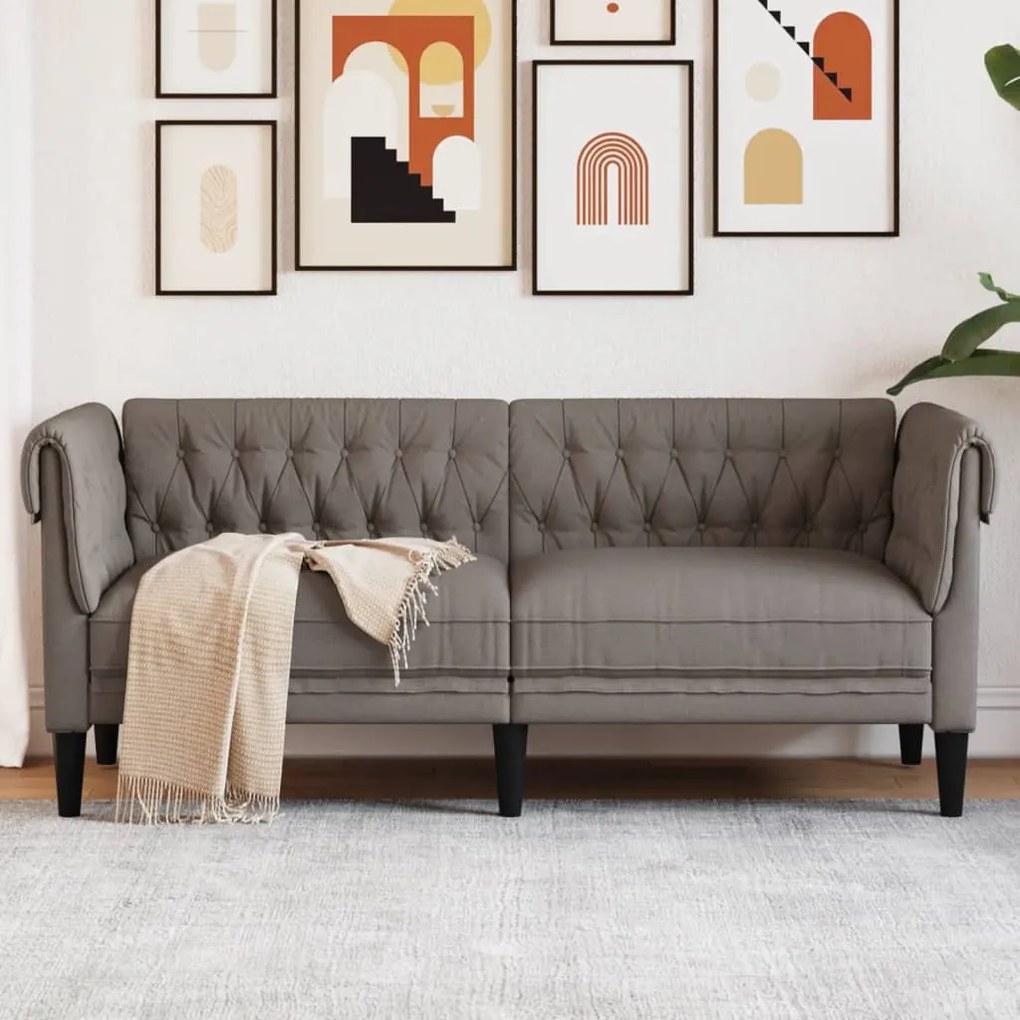 Divano Chesterfield A 2 Posti Tortora İn Tessuto /