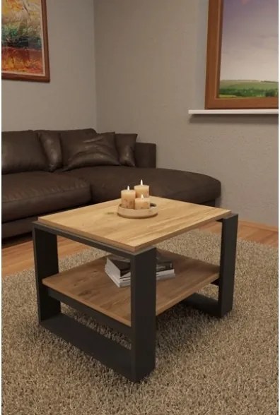 Tavolino Basso Da Salotto Stile Moderno 63x54x45 Axel Rovere E Antracite