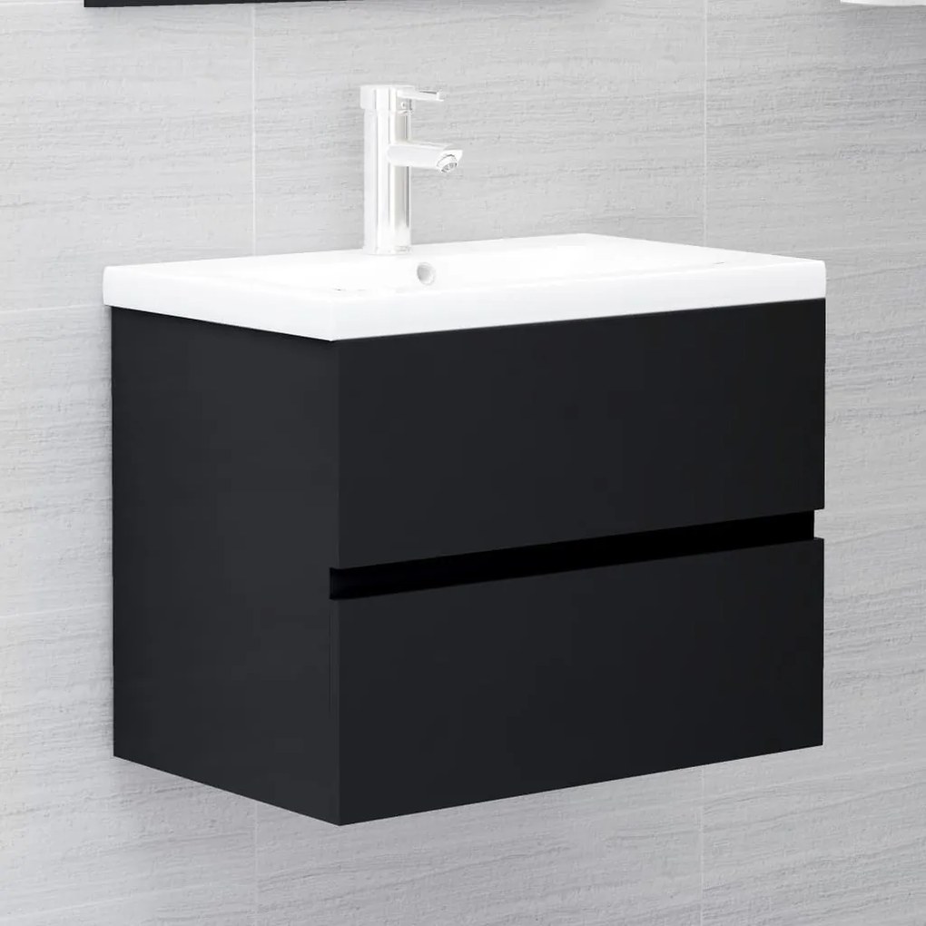 Mobile Lavabo Nero 60x38,5x45 Cm İn Legno Multistrato /