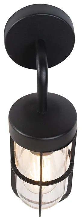 Lampada da parete esterna rustica nera con vetro - Elza