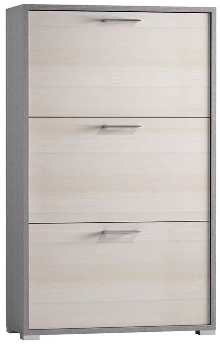Scarpiera 3 ante doppia profondità L 67 x H 112 x P 28 cm 18 paia, grigio