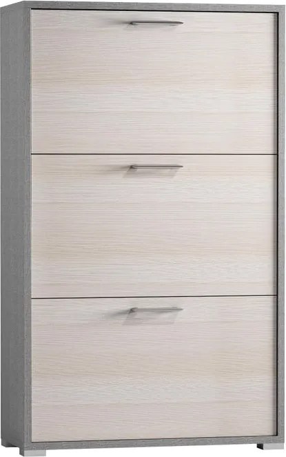 Scarpiera TERRANEO 3 ante apertura a ribalta, doppia profondità L 67 x H 112 x P 28 cm 18 paia, grigio larice