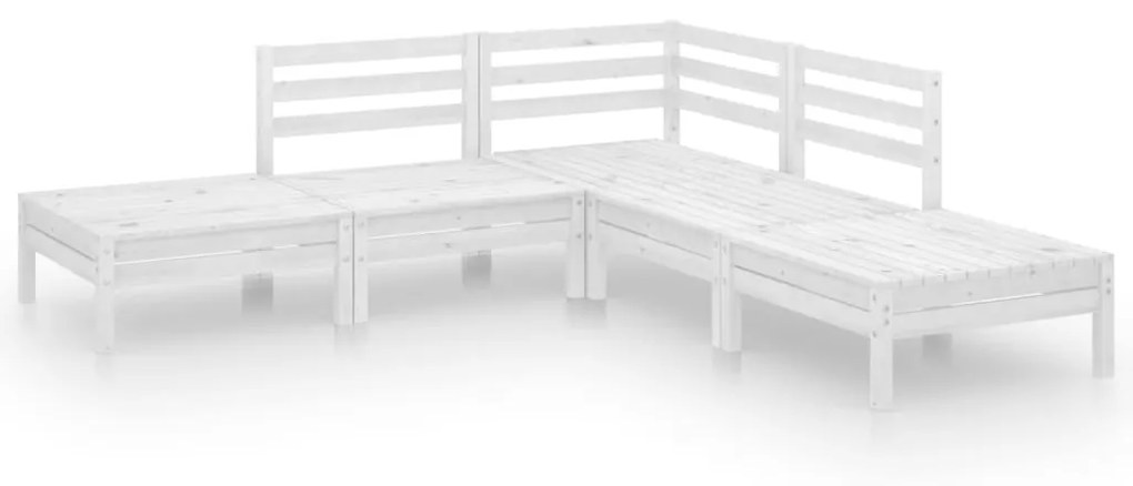 Set salotto da giardino 5 pz in legno massello di pino bianco