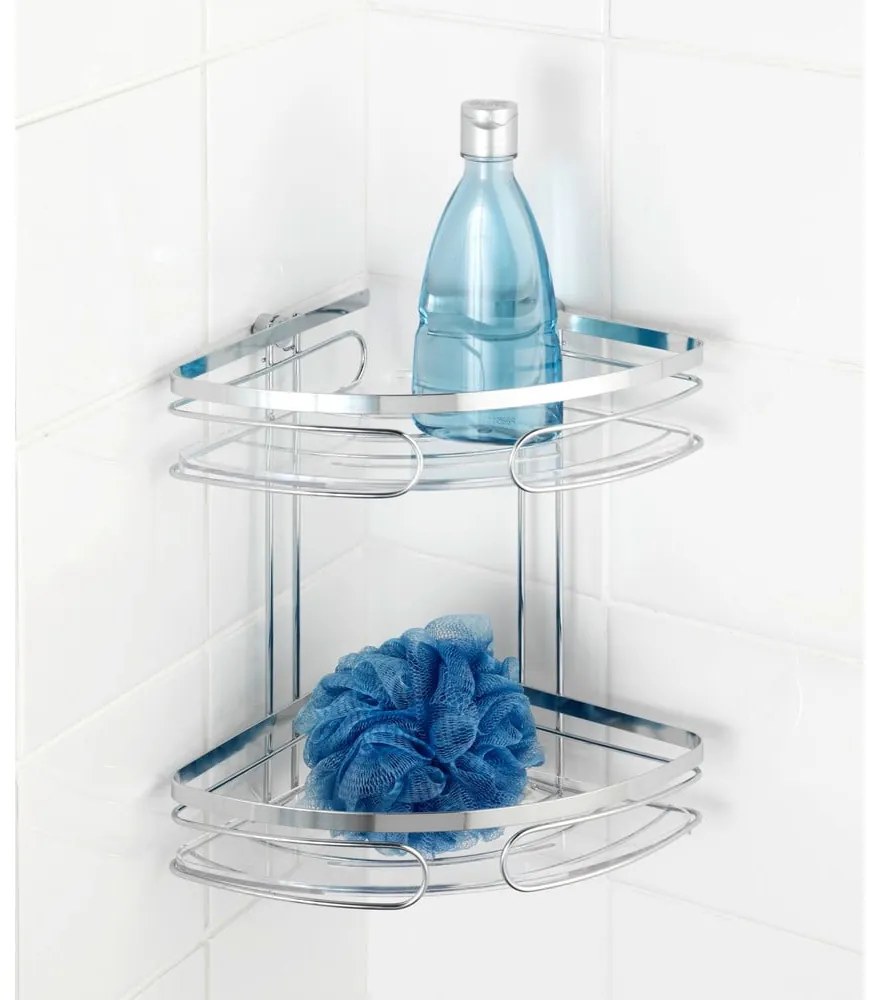 Mensola da bagno da parete e angolare argentata in acciaio inox Premium – Wenko