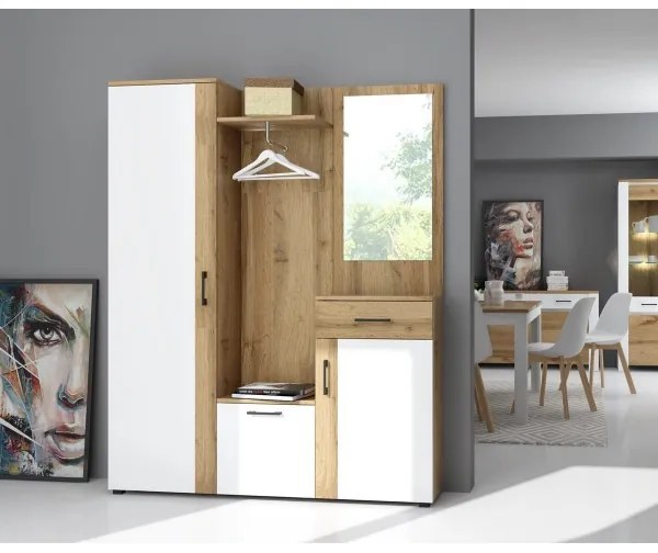 Mobile da ingresso con specchio NOLAN rovere artisan/bianco
