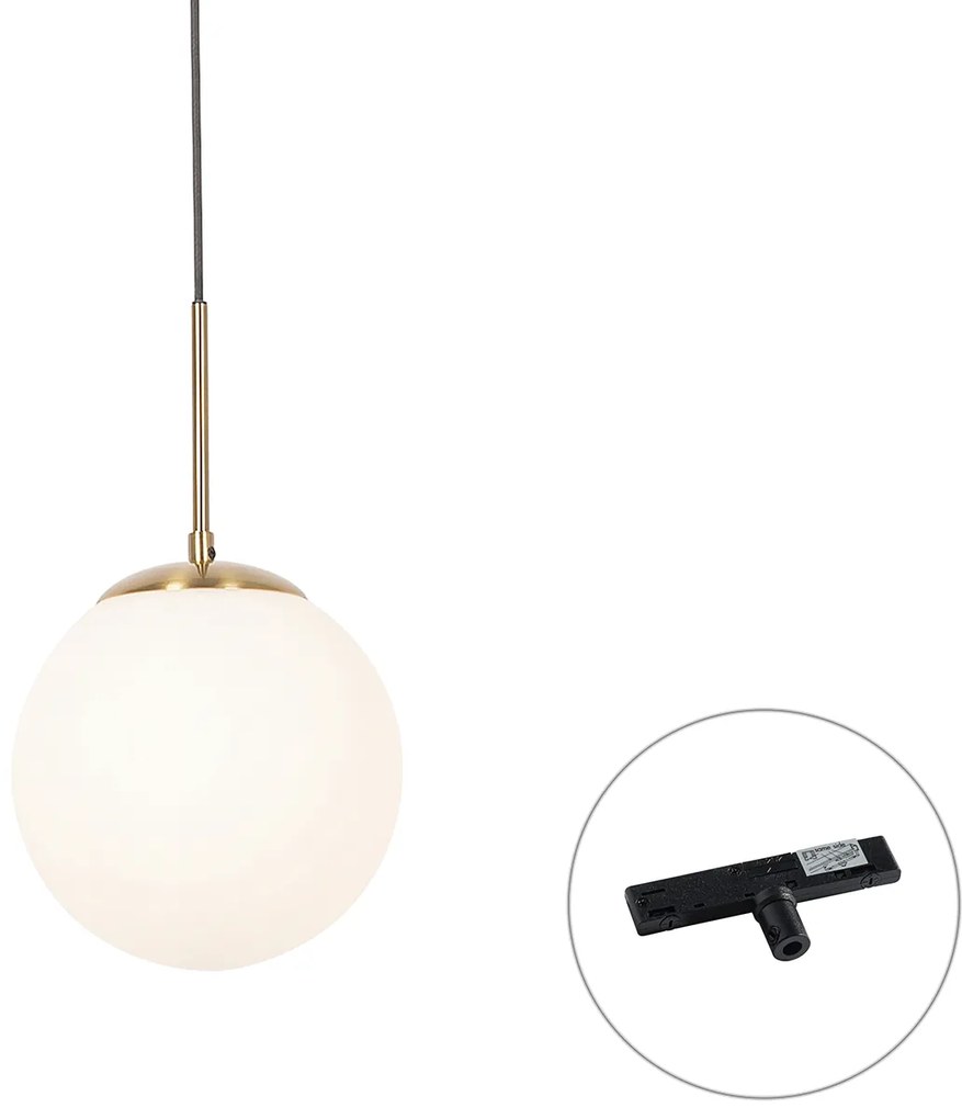 Lampada a sospensione Art Déco oro con vetro opale incl. adattatore per binario monofase nero - Slimline Flore