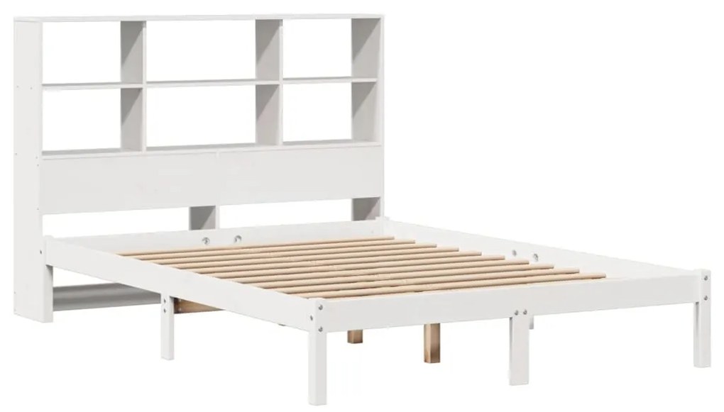 Letto libreria senza materasso bianco 140x200 cm legno di pino