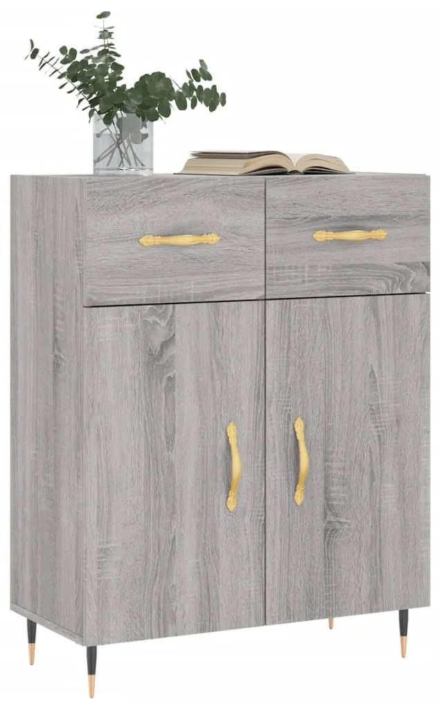 Credenza grigio sonoma 69,5x34x90 cm in legno multistrato