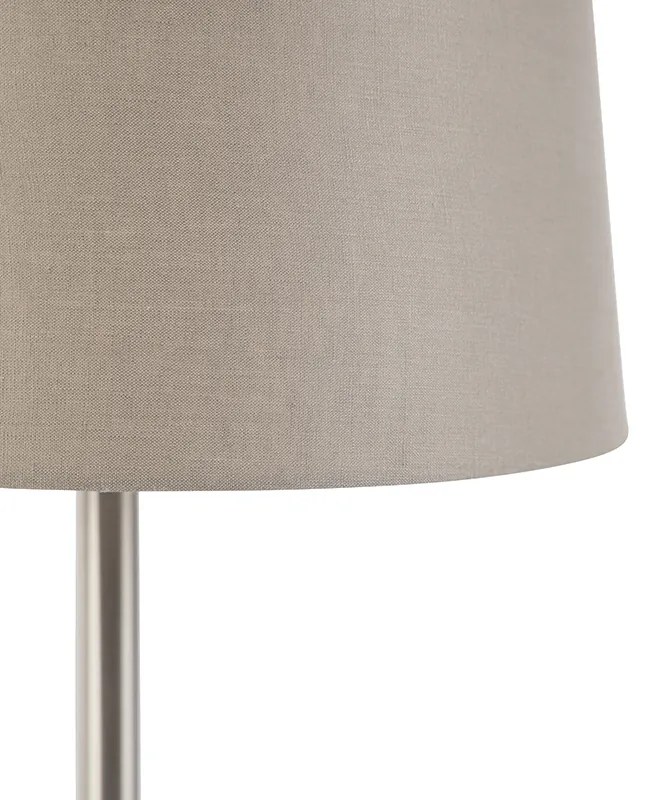 Lampada da tavolo moderna in acciaio con paralume color tortora 35 cm - Simplo