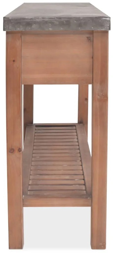 Tavolo consolle in legno massello di abete 122x35x80 cm