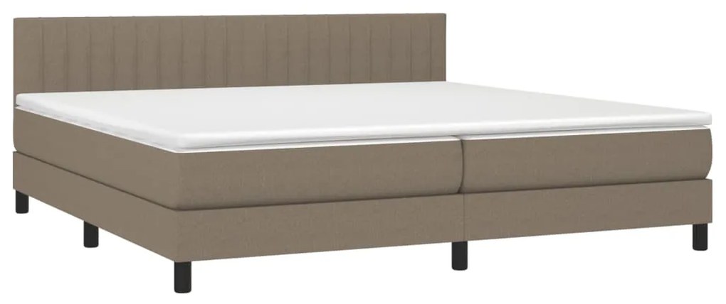 Letto a molle materasso e led tortora 200x200cm in tessuto